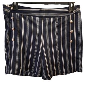 NY Collection Navy and White Shorts Large